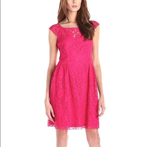 Jessica Simpson Dresses & Skirts - Jessica Simpson Pink Cap Sleeve Lace Dress Women's Size 6